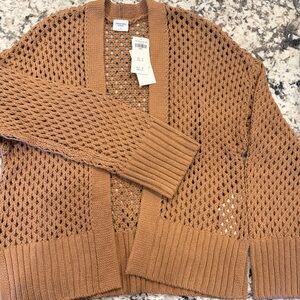 Abercrombie Crochet Open-Knit Women's Sweater Cardigan - Camel